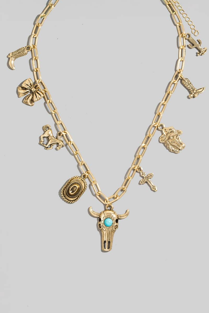 Assorted Western Bull Charm Necklace