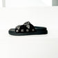 Isol Western Buckle Sandal in Black and Cream: