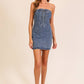 Lace-Up Stretch Denim Mini Dress