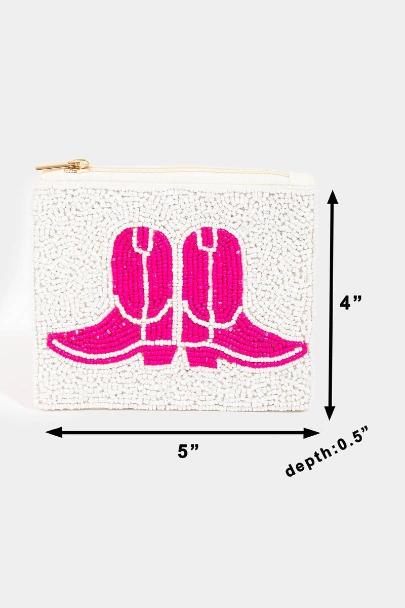 Pink Seed Beaded Coin Purse