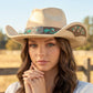 Concho Embroidered Strap Western Cowboy Hat: DBR