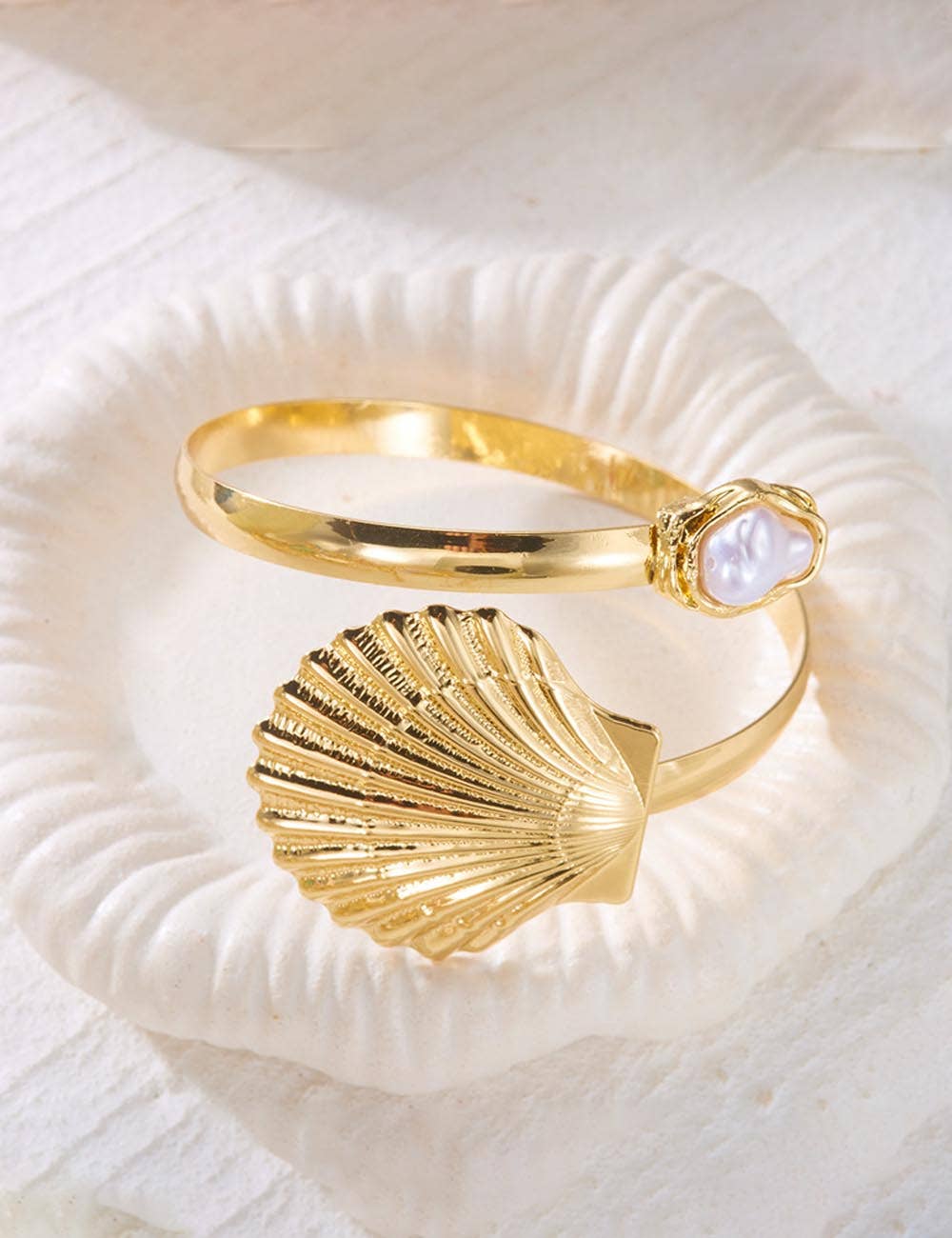 Shell Pearl Arm Cuff Bracelet