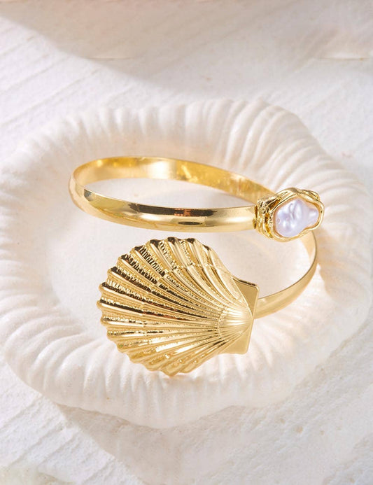 Shell Pearl Arm Cuff Bracelet