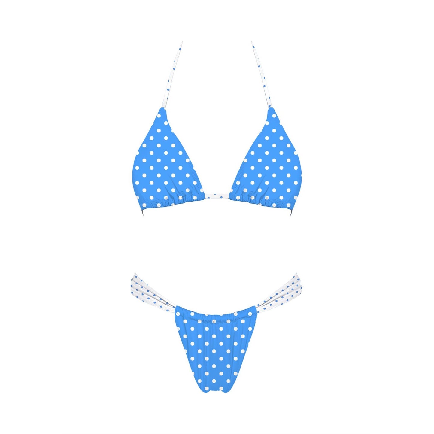 Italian Summer Bikini Set Blue and white polka dot