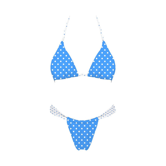 Italian Summer Bikini Set Blue and white polka dot