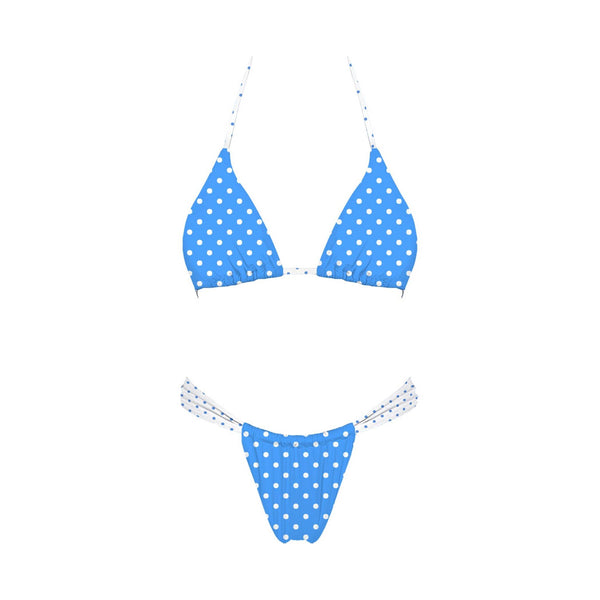 Italian Summer Bikini Set Blue and white polka dot