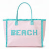 Beach Print Fringe Tote Bag: PK