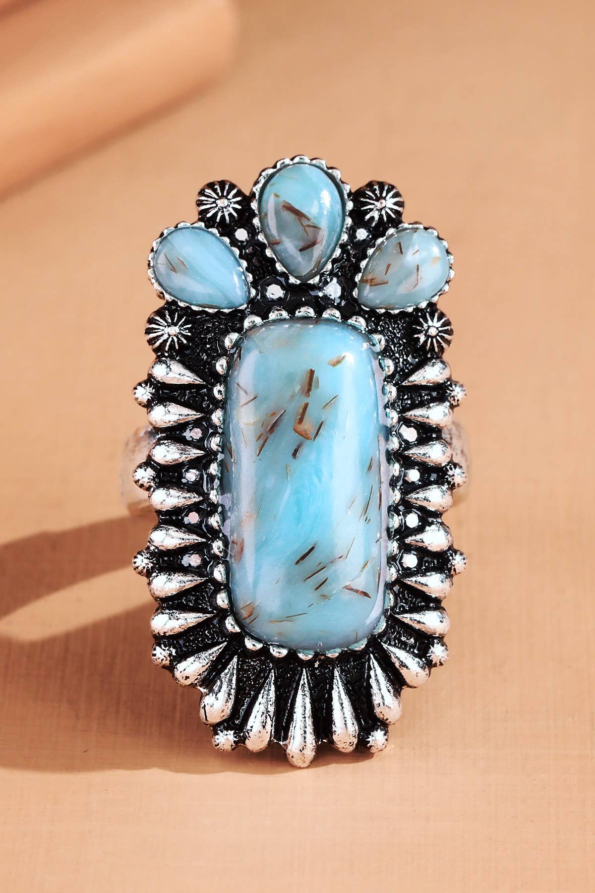 Western Hand Stone Ring: