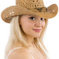 Longhorn Monochrome Belt Crochet Woven Cowboy Hat: Hot Pink