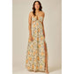 Tropical Cutout Maxi Dress: OFF WHITE COMBO / S