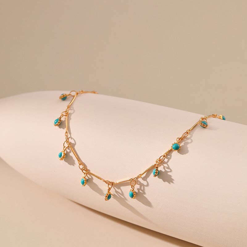 Blue Bead Chain Anklets