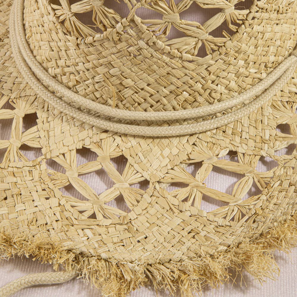 Frayed Edge Open Weave Straw Cowboy Hat: IV