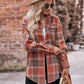 Women's Casual Fashion Oversized Loose Plaid Shirt Caramel / 100%Polyester.