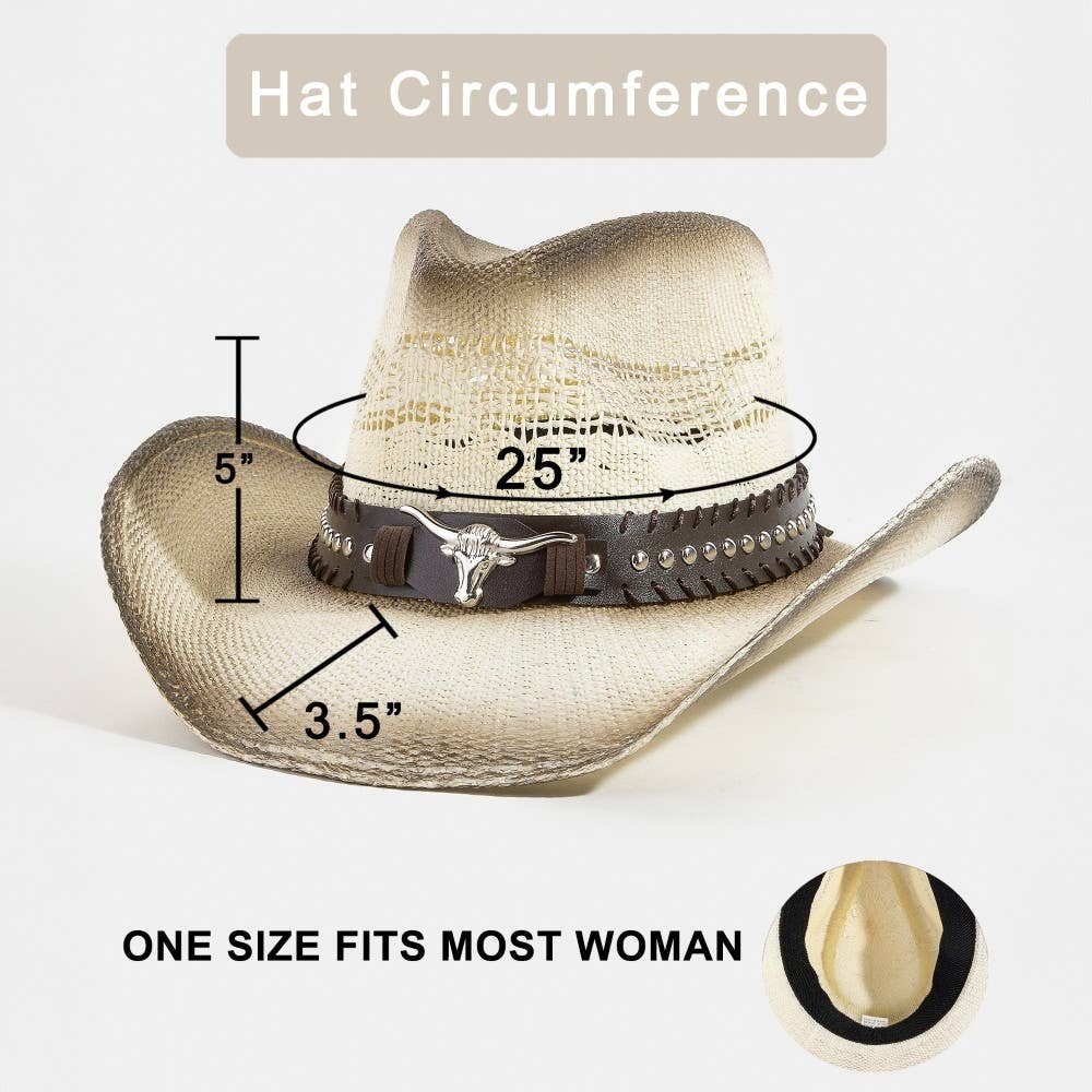 Long Horn Straw Cowboy Hat