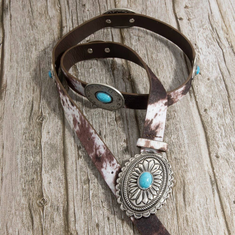 Oval Concho Buckle Western Belt