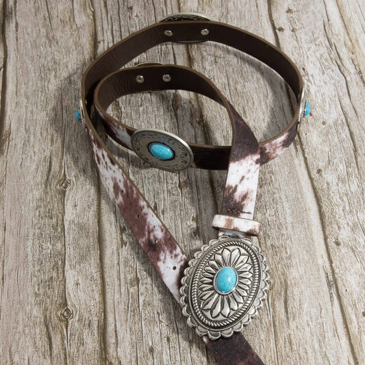 Oval Concho Buckle Western Belt