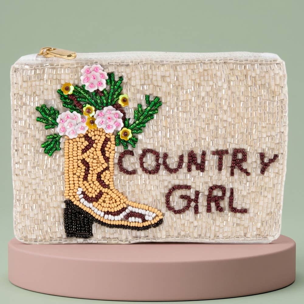 Country Girl Cowboy Boot Beaded Pouch