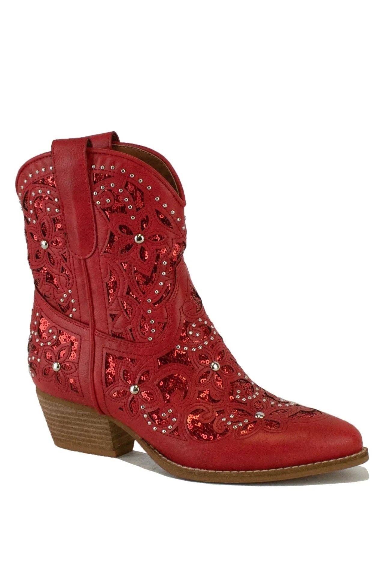 Beast Fashion Block Heel Sequins Western Cowgirl Boots