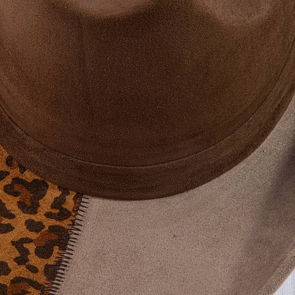 Leopard Print Colorblock Patchwork Cowboy Hat