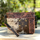 Upcycled LV Cowhide Leather Crossbody Wristlet Bag Western 