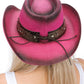 Heart Bling Rhinestone Belt Ombre Straw Cowboy Hat: Beige