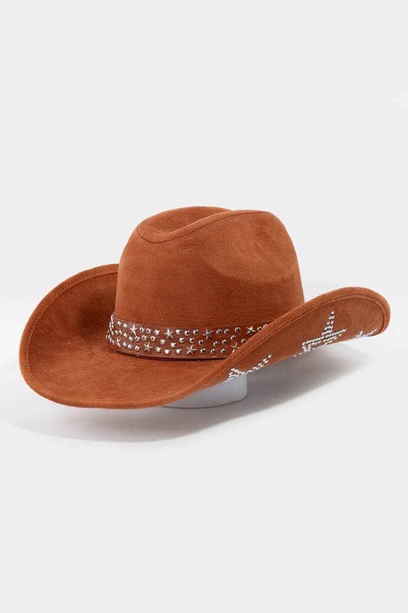 Embroidered Star Studded Western Cowboy Hat: GBK