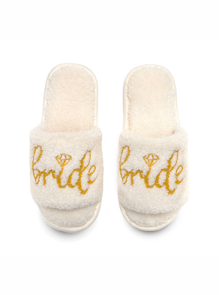 Indoor / Outdoor Slide Slippers - "Bride" - White: M/L