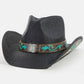 Western Butterfly Concho Detail Straw Cowboy Hat: BR