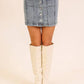 Stretchy Button Down Denim Skirt