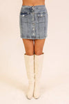 Stretchy Button Down Denim Skirt