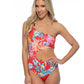 522043-RED TROPICAL ONE SHOULDER ONE PIECE SWIMSUIT