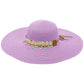 Blue Coastal Starfish Belt Floppy Straw Sun Hat