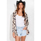 Leopard print knit long sleeve cardigan