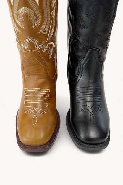 COWBOY-01 SEMI-SQUARE-TOE MID-CALF COWBOY BOOTS