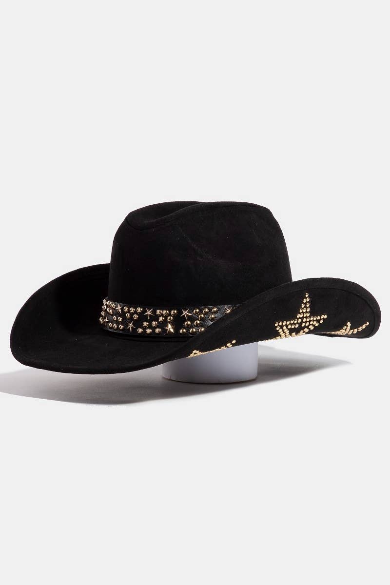 Embroidered Star Studded Western Cowboy Hat: GBK