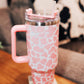 Pink Cowhide Tumbler with Handle