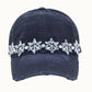 Bejeweled Bling Glitz Distressed Cap, Adjustable: Burnt Orange
