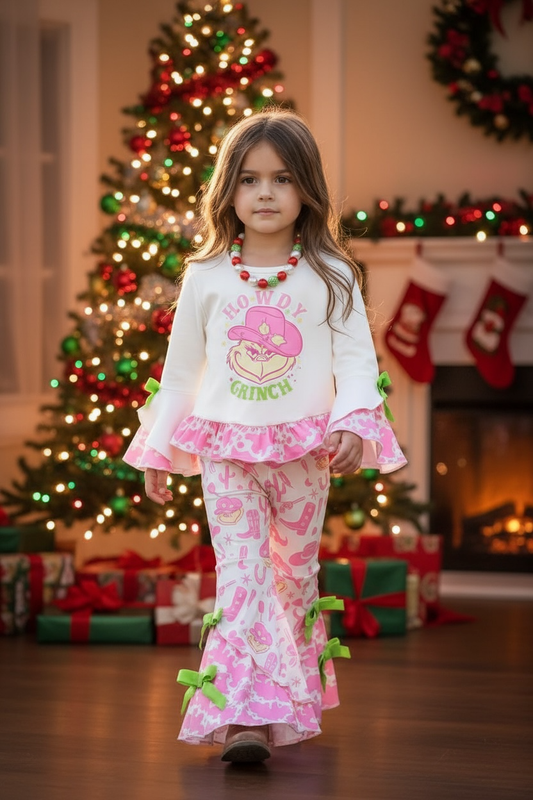 Howdy Grin Christmas character 2 piece set. OFG60127