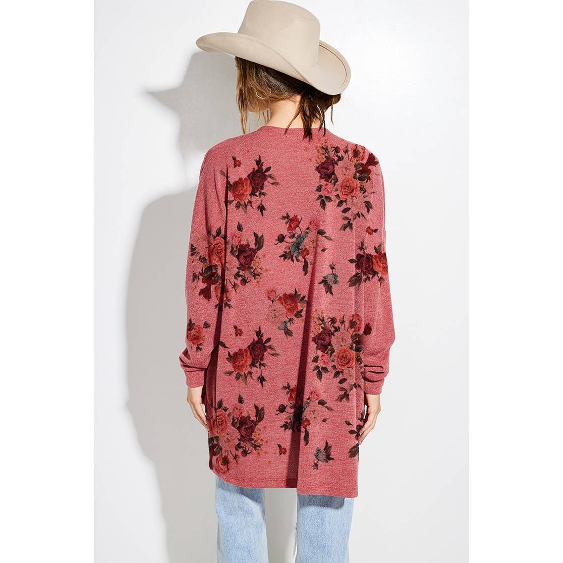 Floral print Knit casual style Cardigan