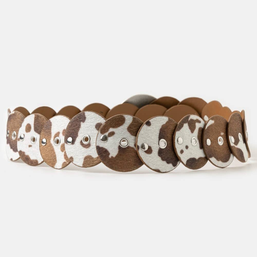 Cowhide Large Round Buckle Belt