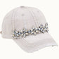 Bejeweled Bling Glitz Distressed Cap, Adjustable: Burnt Orange