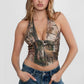 CAMOU Camo Print Halter Bustier Corset Top: Blush Multi