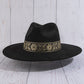 Wide Brim Felt Hat With Floral Ribbon Band