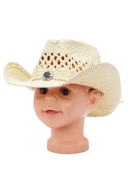 Kids Monochrome Straw Cowboy Hat