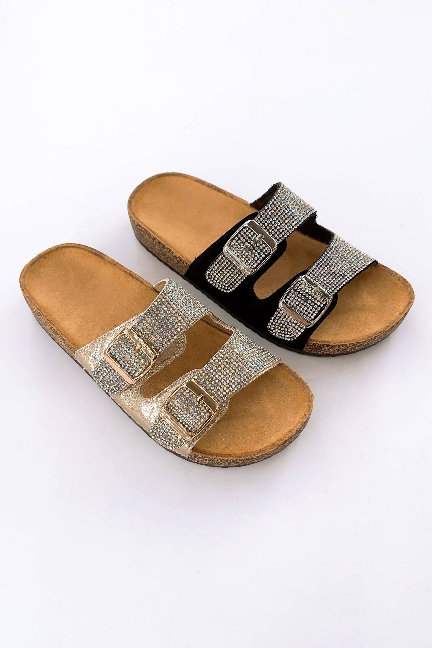 JEWELED BIRKENSTOCK SLIDE: CHAMPAGNE / B18