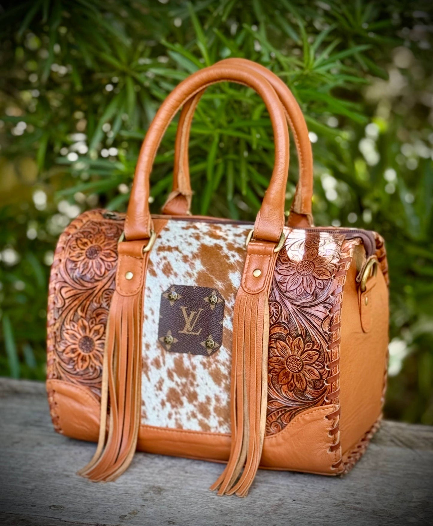 LV Cowhide Leather Speedy Bag Western Rodeo