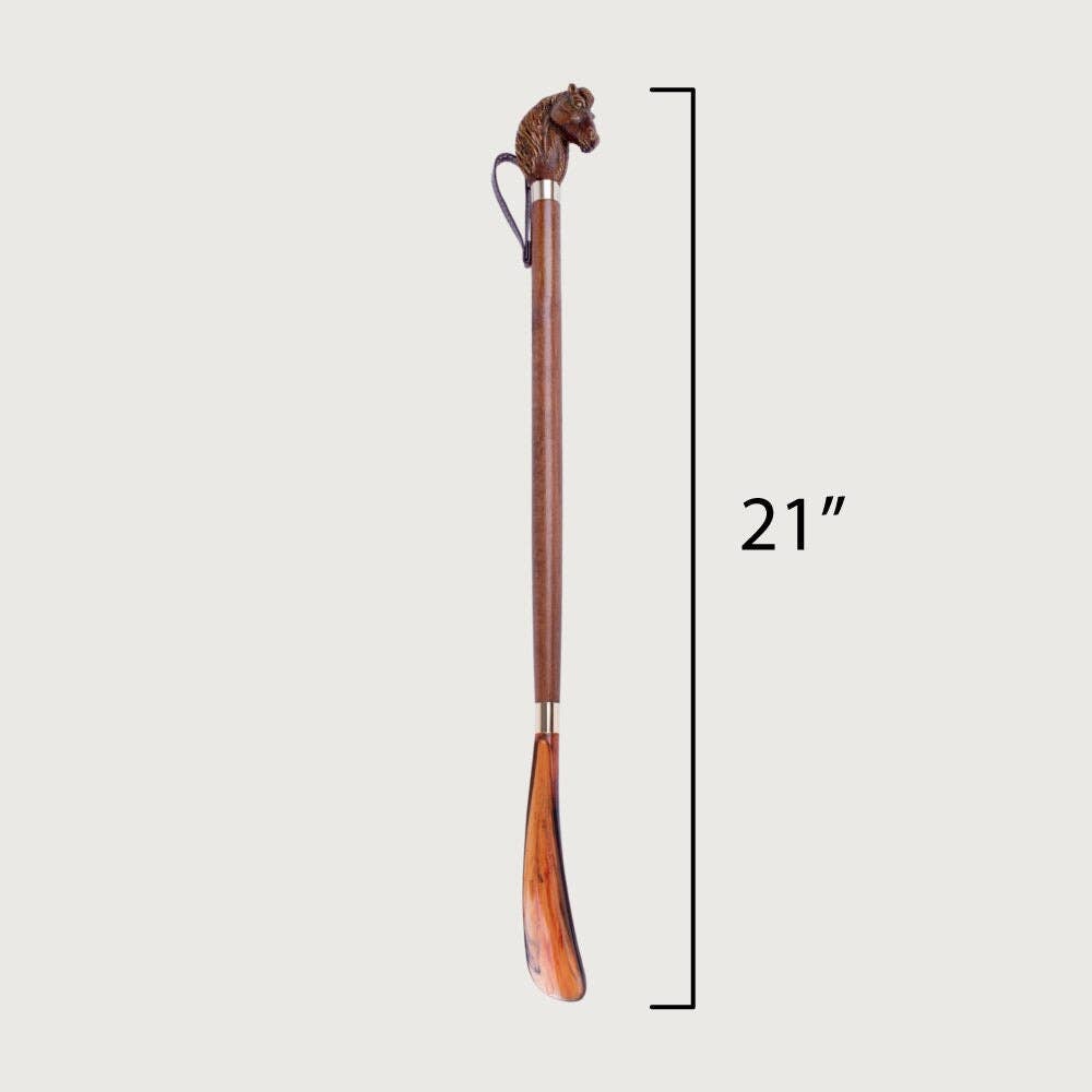 FootFitter Classic 21" Medium Shoe Horn with Wooden-Style Horse Handle