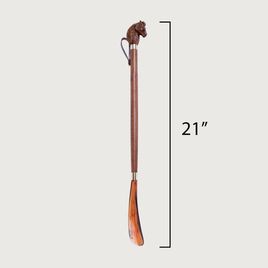 FootFitter Classic 21" Medium Shoe Horn with Wooden-Style Horse Handle