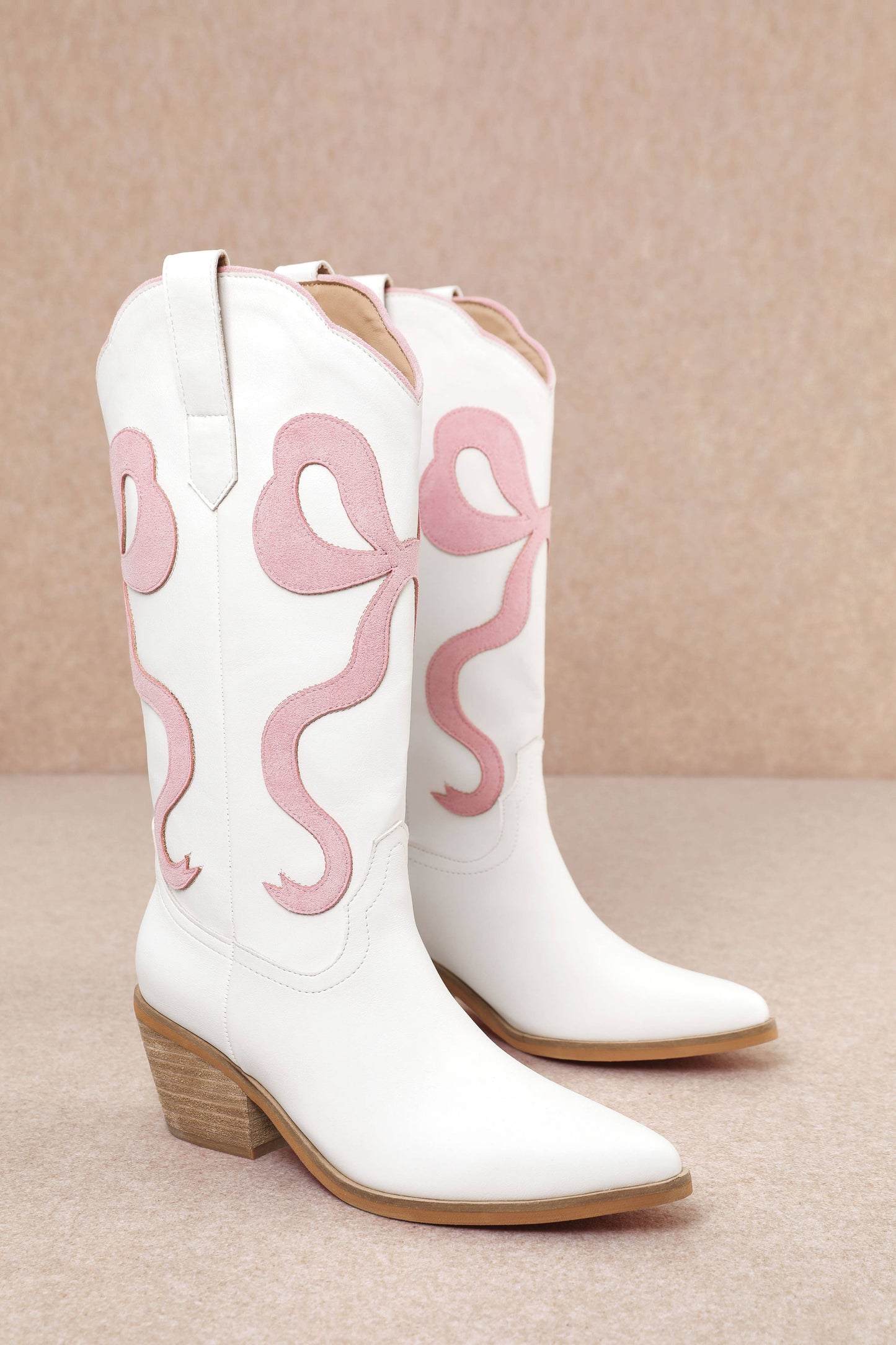 RUBY BOW SWIRLING PATTERNED WESTERN BOOTS: WHITE/ LIGHT BLUE / B12
