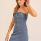 Lace-Up Stretch Denim Mini Dress